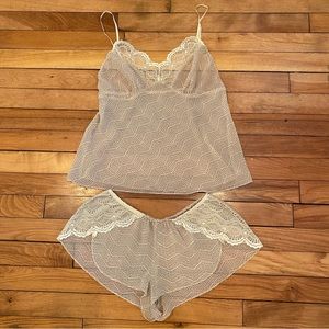 Blush & Cream Lace Lingerie Lounge Set